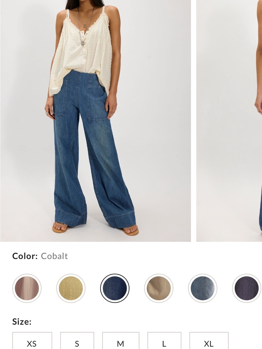 We The Free Cobalt Wide-Leg Patch Pocket Jeans